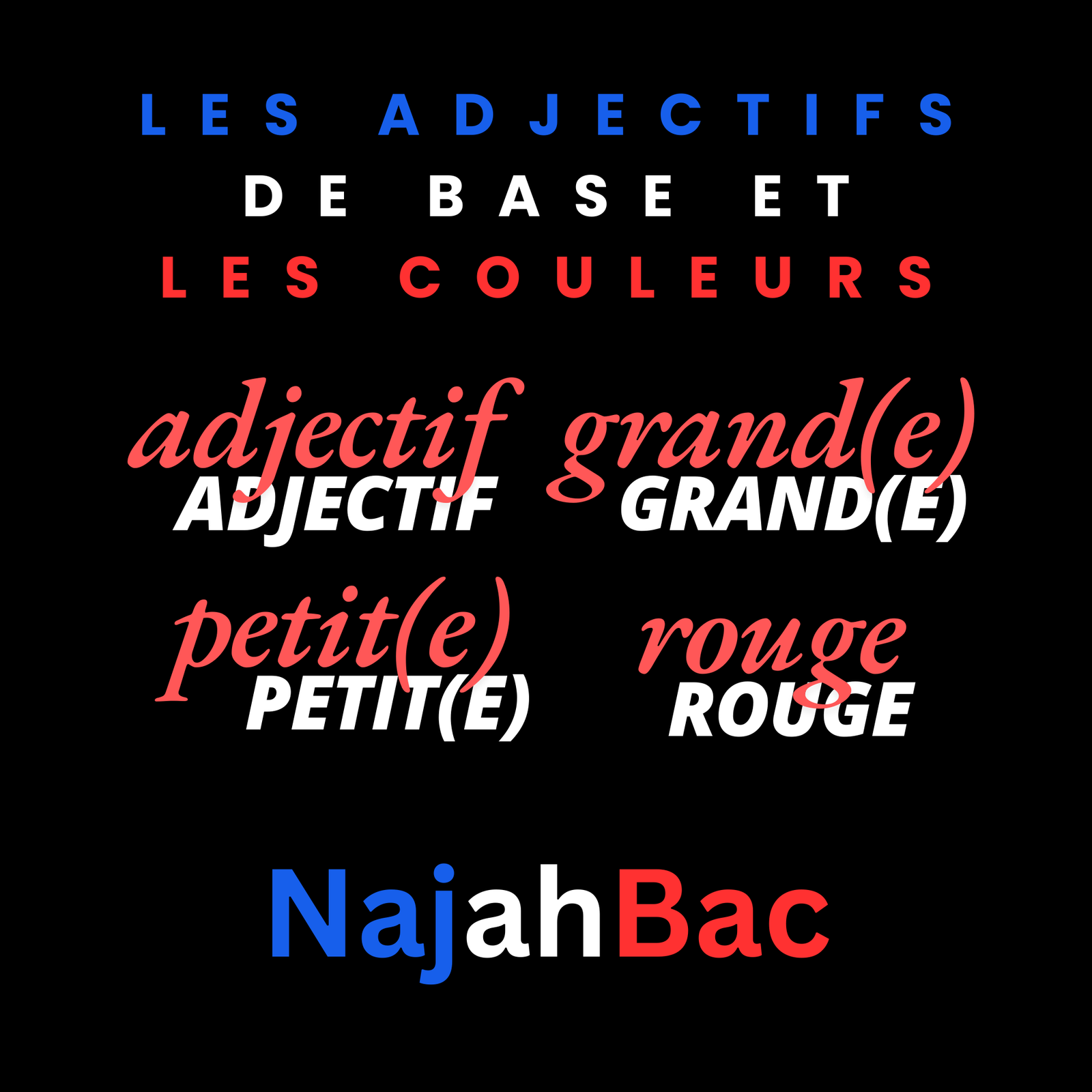 Les Adjectifs de Base et les Couleurs en Français